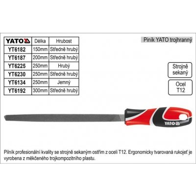 YATO Pilník zámečnický trojhranný středně hrubý 250 mm – HobbyKompas.cz