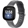 Řemínek k chytrým hodinkám BStrap Leather Lux pro Fitbit Versa 3, dark gray STR00284