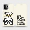 Pouzdro a kryt na mobilní telefon Apple Pouzdro Mobiwear parádní flip Apple iPhone 12 Pro - M041S Panda - life is not always black and white