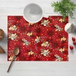 Biante bavlna prostírání Sandra SA-714 Vánoční cesmíny na červeném 30x40 cm – Zboží Mobilmania