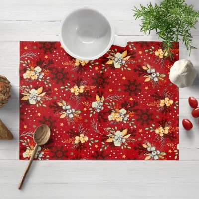 Biante bavlna prostírání Sandra SA-714 Vánoční cesmíny na červeném 30x40 cm – Zboží Mobilmania