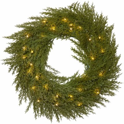 STAR TRADING Svítící vánoční věnec Thuja 45 cm, zelená barva, plast – Hledejceny.cz