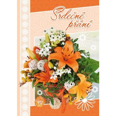 Aria-cards Pohlednice Srdečné přání oranžovo bílé