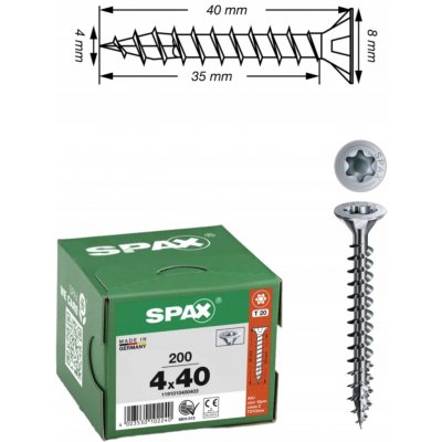 Šrouby do dřeva Spax 4 x 40 mm, 200 ks – Hledejceny.cz