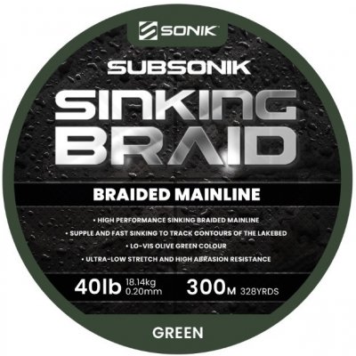Sonik Šňůra Subsonik Sinking Braid 300 m 0,20 mm 40 lb