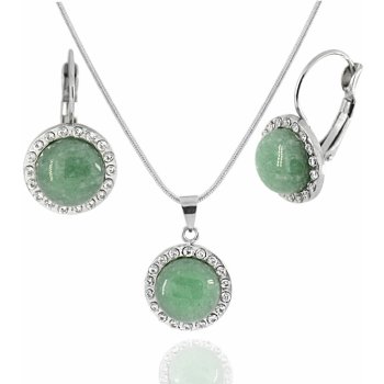 Foxette Green Aventurine & Zirconia set šperků z chirurgické oceli JF_0160