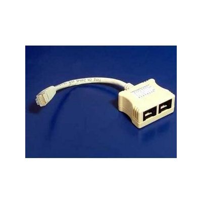 CABLE ROZDVOJKA UTP RJ45, 2xF-1xM, Y, kat.5e, telefon+síť, kabel 10cm (T-MOD adapter) smd6 – Sleviste.cz