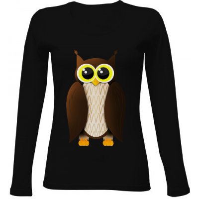 Tričko s potiskem sova symbol moudrosti černá – Zboží Mobilmania