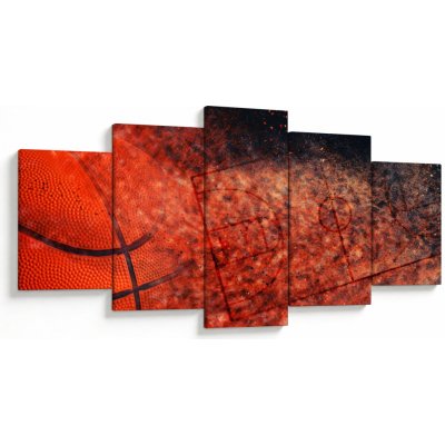 Obraz - Basketbalový míč, pětidílný 150x80 cm – Hledejceny.cz