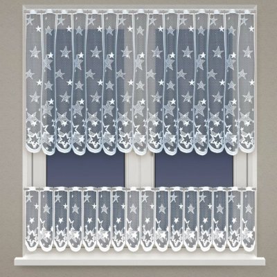 TextilCentrum Kusová záclona HVĚZDY VITRÁŽ 12958, zimní, vánoční vzor, jednobarevná bílá, výška 90 cm x šířka 600 cm (na okno) – Zbozi.Blesk.cz