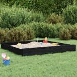 vidaXL Pískoviště se sedáky černé čtverec masivní borové dřevo – Zboží Dáma