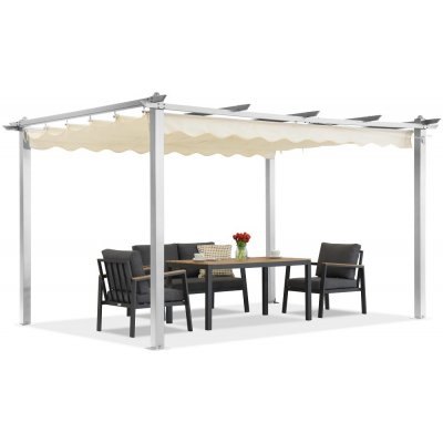 Garden Point pergola na terasu 3x4 m Barbados bílá a béžová – Zboží Mobilmania