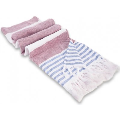 Carla Plážový ručník Kouretu růžovo bílá 100 cm x 180 cm