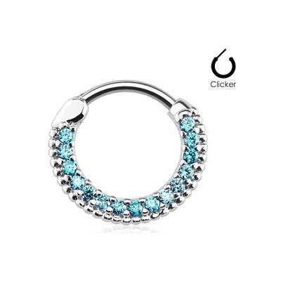 Šperky4U ocelový piercing do nosu septum, tyrkysové kamínky NS0031-Q