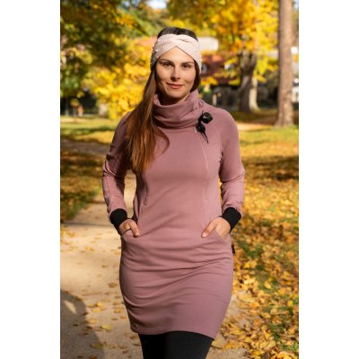 Jsem máma BIO kojicí mikinové šaty se skrytými zipy starorůžové – Zboží Mobilmania