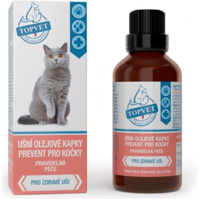 Topvet Ušní olejové kapky prevent pro kočky 50 ml – HobbyKompas.cz