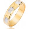 Prsteny Šperky eshop lesklý zlatostříbrný prstýnek s diamantovým vzorem BB07.17