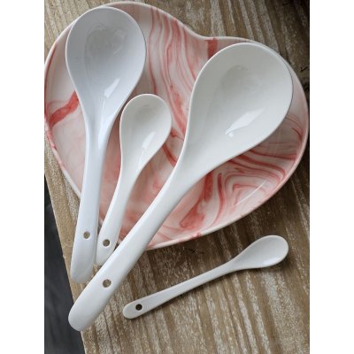 Clayre & Eef Bílá keramická lžíce 15x4x2 cm – Zboží Mobilmania