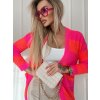 Dámský svetr a pulovr Fashionweek Krátký kardigan jako sako pruhovaný NB6910 Růžový neon