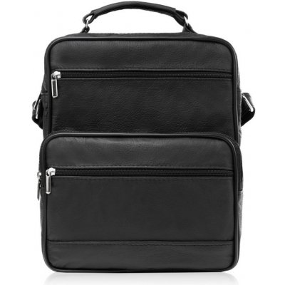 Abruzzo Kožená pánská taška přes rameno messenger do práce černá – Zboží Dáma