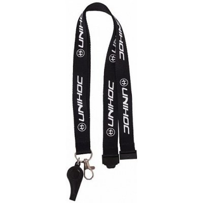 Unihoc Coach whistle black with lanyard – Zboží Mobilmania