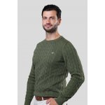 Gant Cotton Cable C-neck Moss Green – Zboží Dáma