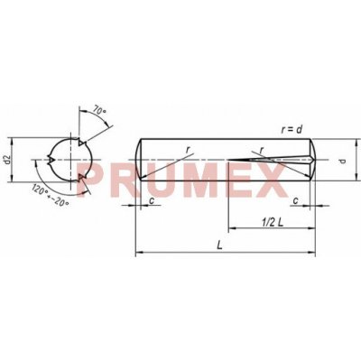 Kolík kuželový rýhovaný do 1/2 DIN 1472 10x55 bez PÚ – Hledejceny.cz