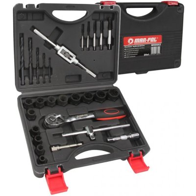 MAR-POL Vytahováky zalomených šroubů s vratidlem, nástrčné hlavice, sada 28 ks M58662 – Zboží Dáma