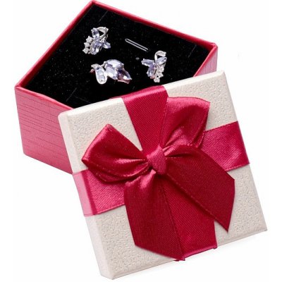 Nefertitis Papírová dárková krabička s mašlí na prsteny a náušnice 7,4 x 7,4 x 5,3 cm NF27056 – Zboží Mobilmania