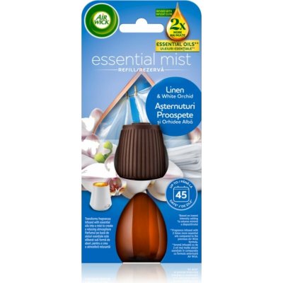 Air Wick Essential Mist Refill Linen & White Orchid Prádlo a bílá orchidej osvěžovač vzduchu náhradní náplň 20 ml – Sleviste.cz