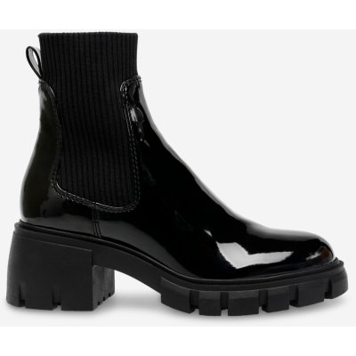 Steve Madden Hutch lesklé kotníkové boty na podpatku černé – Zboží Mobilmania