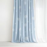 Goldea vánoční bavlněný závěs - vločky na modré 180x150 cm – Hledejceny.cz