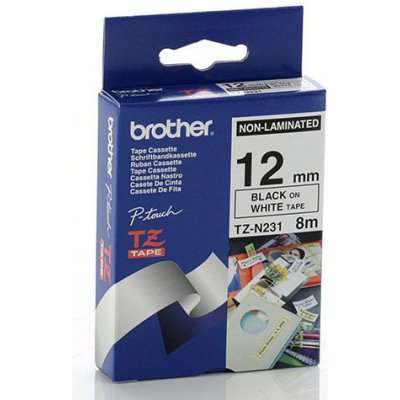 Brother TZ-N231, bílá / černá (12mm nelaminované) – Zboží Živě