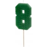 PartyDeco svíčka zelená na špejli číslo 8 – Zboží Mobilmania
