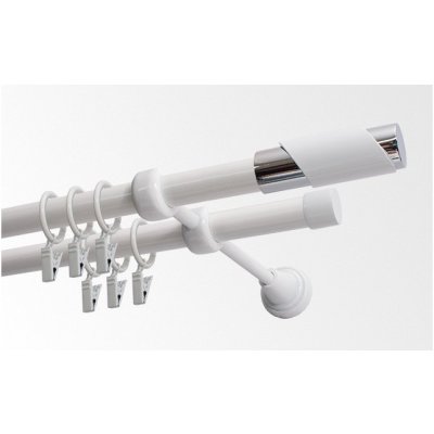 GARNÝŽE-HEBR Garnýž Paris bílá dvojitá 340 cm – Zboží Mobilmania