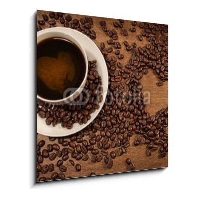 Obraz 1D - 50 x 50 cm - Heart shape from coffee beans on wood Tvar srdce z kávových bobů na dřevo – Hledejceny.cz