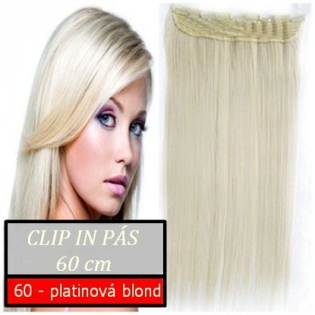 Clip-in vlasy 60 cm dlouhý pás vlasů rovný odstín 60 platinová blond