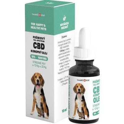 SwissMEDHEMP CBD konopný olej 10%, 10 ml střední pes – Hledejceny.cz
