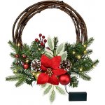 DOMMIO Vánoční věnec proutěný s červenou poinsetií 30 cm – Zboží Dáma