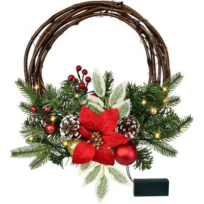 DOMMIO Věnec proutěný s červenou poinsetií 30 cm – Hledejceny.cz