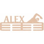 ČistéDřevo Dřevěný věšák na medaile plavání Zvolte Muž – Zboží Dáma