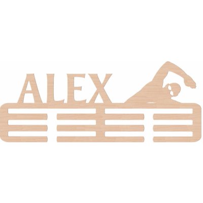 ČistéDřevo Dřevěný věšák na medaile plavání Zvolte Muž – Zboží Dáma