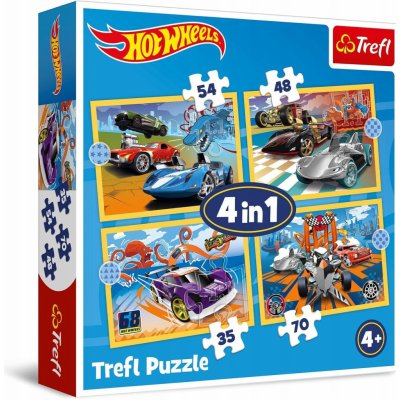 TREFL Autíčka Hot Wheels 4v1 35,48,54,70 dílků – Zboží Mobilmania