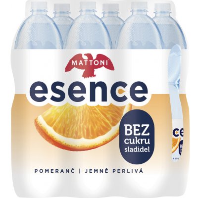 Mattoni Esence Voda minerální jemně perlivá pomeranč bez culru a sladidel 6 x 1,5 l – Hledejceny.cz
