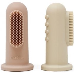 Mushie silikonový zubní kartáček na psrt SHIFTING SAND + BLUSH 2 ks
