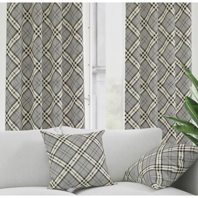 Ervi Bavlněný závěs - Grey Tartan – Hledejceny.cz