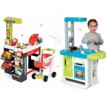 Smoby Set kuchyňka Cherry Kitchen se zvuky a kávovarem a obchod Supermarket s pokladnou – Sleviste.cz