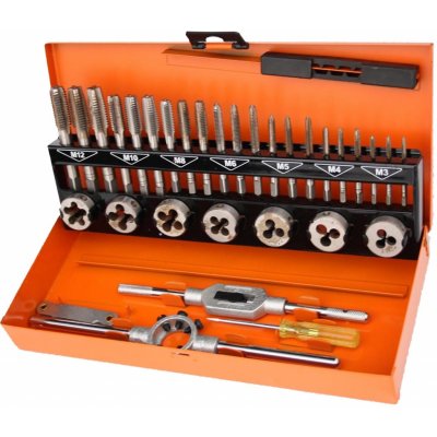 RICHMANN Sada závitníků a závitových oček 32 dílů | M3-M12, kovový box – Zboží Mobilmania