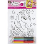 GRAFIX Malování podle čísel 6ks listů A4 jednorožec + pastelky – Sleviste.cz