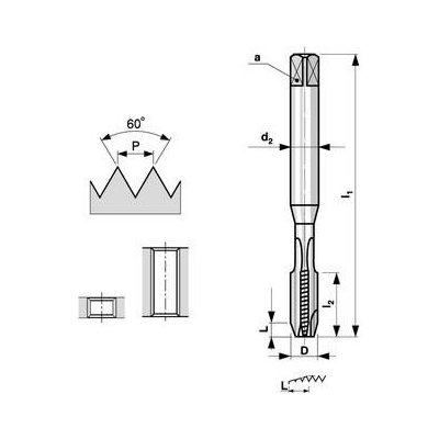 Machine tap M8x0.75 HSSE ISO2 C DIN374 spiral, VOLKEL